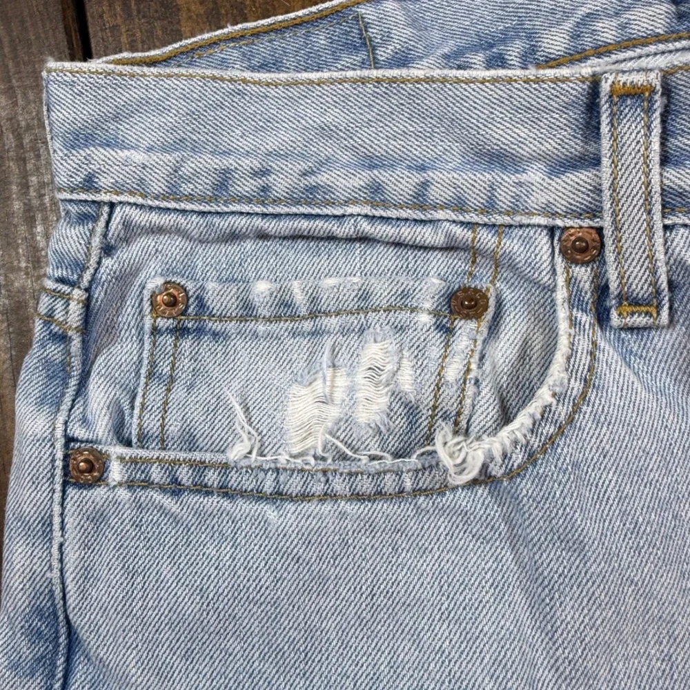 Levis 505 Regular Fit Jeans Light Wash Blue Denim Mens W36 L34 Straight Leg 00s - Picture 8 of 11